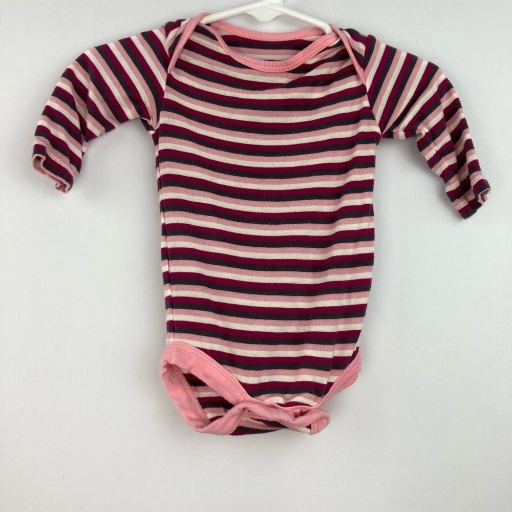 Kickee Pants pink striped long sleeved onesie